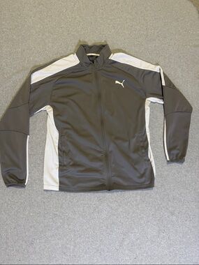 Puma Men’s L Grey & White Performance Zip-Front Jacket